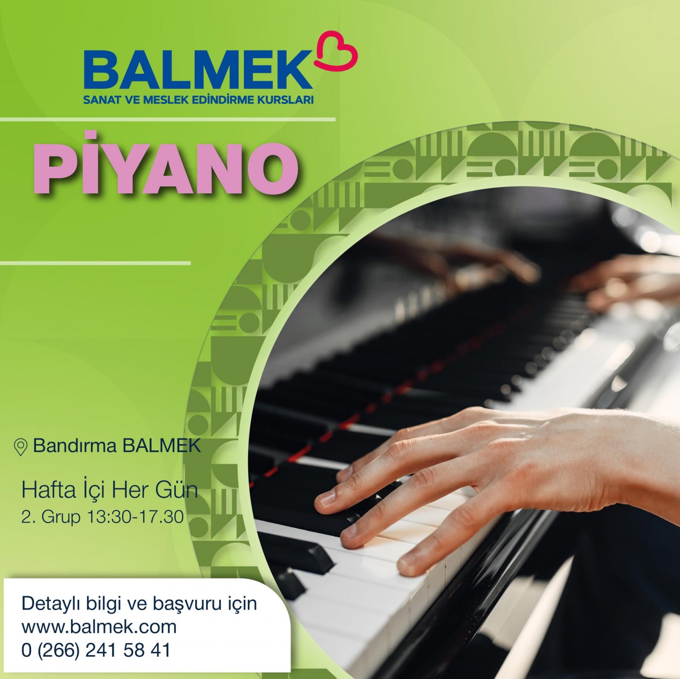 Piyano Eğitimi (2. Grup) Hafta İçi Her Gün / Bandırma BALMEK